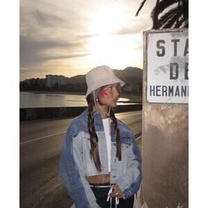 Zara Two Tone Cropped Denim Jacket